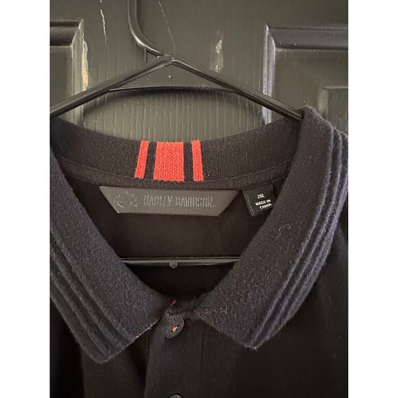 Harley Davidson Men's Black Short Sleeves Collared Button Up Polo Shirt Size 2XL - Picture 3 of 5